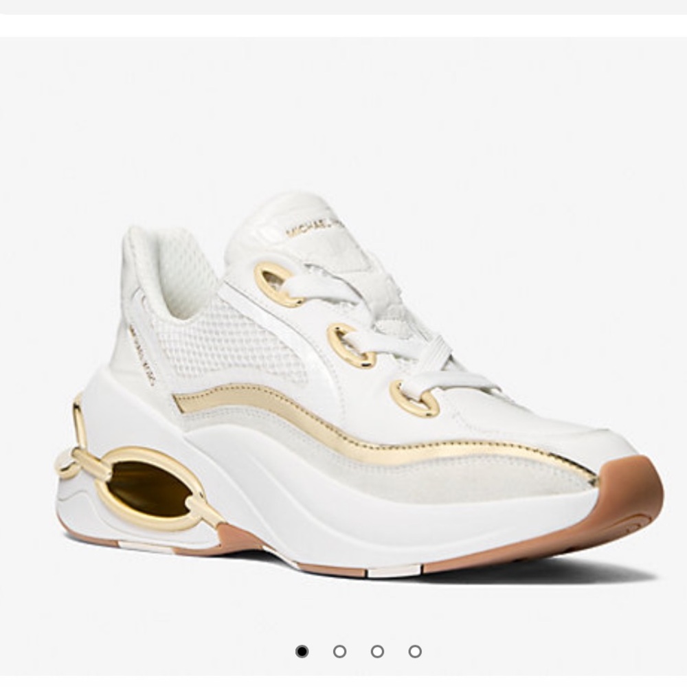 MICHAEL KORS Toni Mixed-Media  Leather Trainer Size 6,5